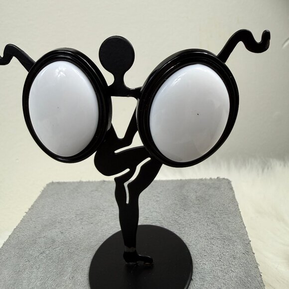 Jewelry - Vintage Black & White Plastic Oval Pierced Stud Earrings 1.5" X 1"